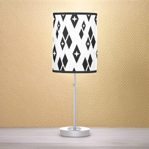 Mid Century Modern Atomic Diamonds Black and White Table Lamp