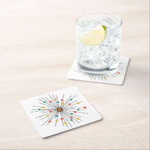 Mid-Century Modern Atomic Dot Drink Coasters