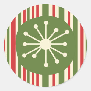 Mid Century Modern Atomic Dot Retro Christmas  Classic Round Sticker