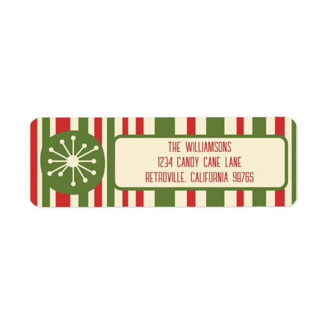 Mid Century Modern Atomic Dot Retro Christmas  Label (Front)