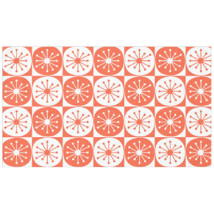 Mid Century Modern Atomic Dots Checkered Orange Tablecloth