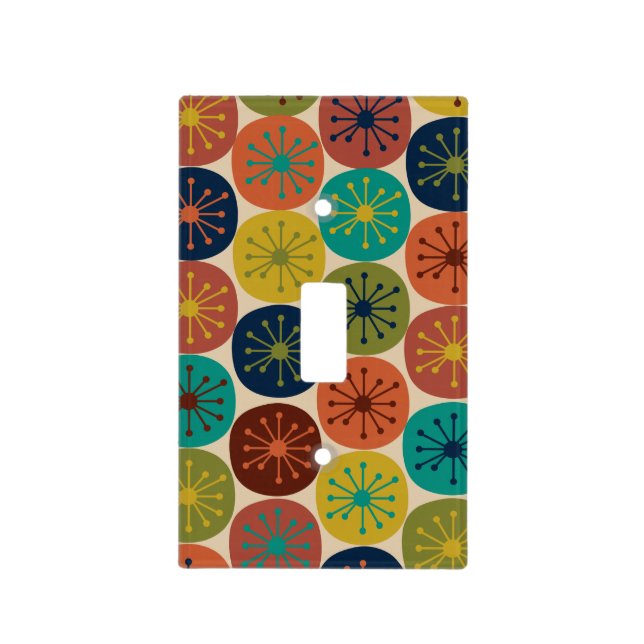 Mid Century Modern Atomic Dots Retro Pattern Light Switch Cover (Front)