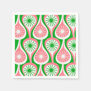 Mid Century Modern Atomic Drops Pattern Pink Green Napkins