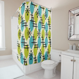 Mid Century Modern Atomic Drops Pattern Shower Curtain