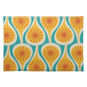 Mid Century Modern Atomic Drops Retro Pattern Cloth Placemat