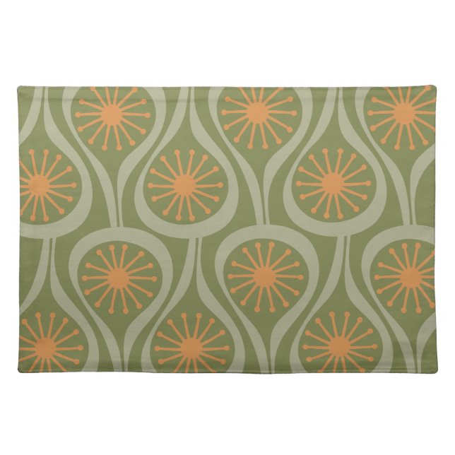 Mid Century Modern Atomic Drops Retro Pattern Cloth Placemat (Front)