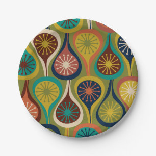 Mid Century Modern Atomic Drops Retro Pattern  Paper Plates