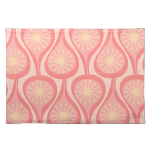 Mid Century Modern Atomic Drops Retro Pattern Pink Cloth Placemat