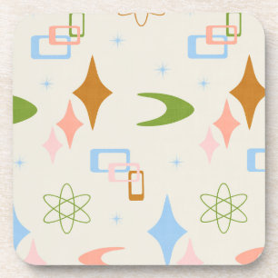 Mid Century Modern Atomic Era, Lime, Caramel Beverage Coaster