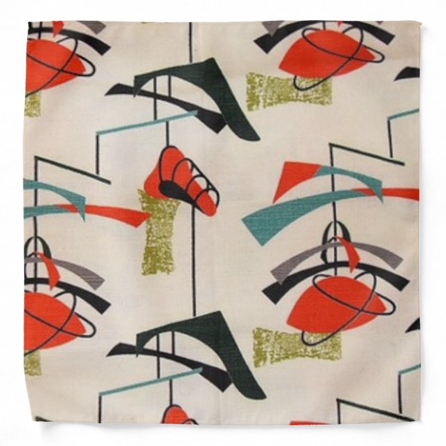 Mid Century Modern Atomic Fabric Bandana (Front)