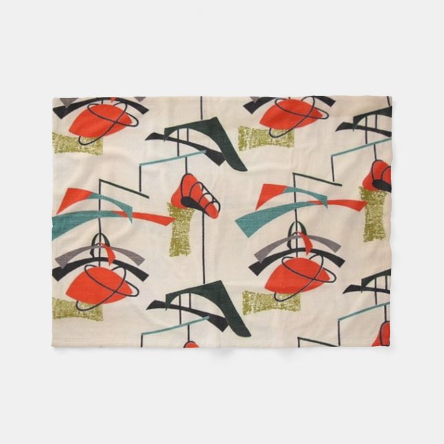 Mid Century Modern Atomic Fabric Fleece Blanket (Front (Horizontal))