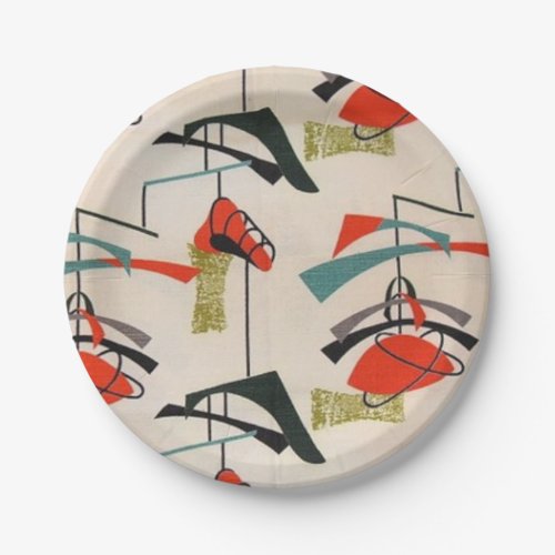 Mid Century Modern Atomic Fabric Paper Plate