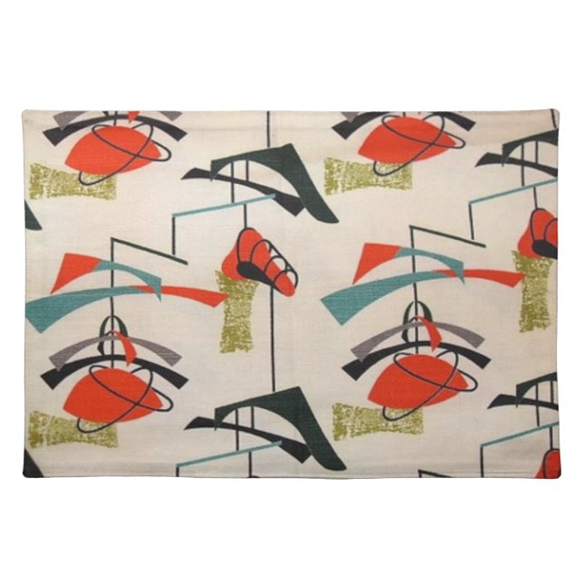 Mid Century Modern Atomic Fabric Placemat (Front)