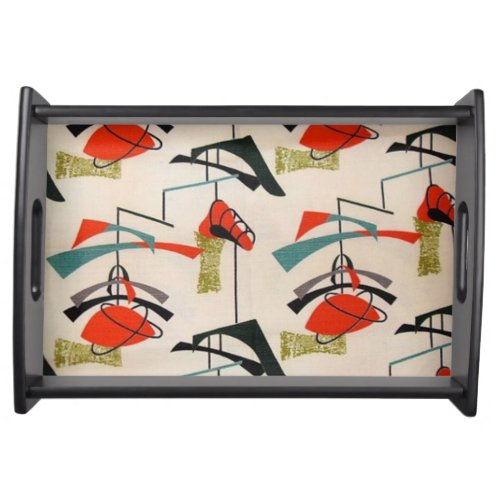 Mid Century Modern Atomic Fabric Serving Tray