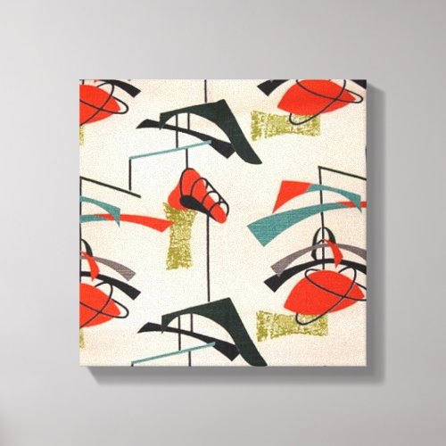 Mid Century Modern Atomic Fabric Stretched Canvas