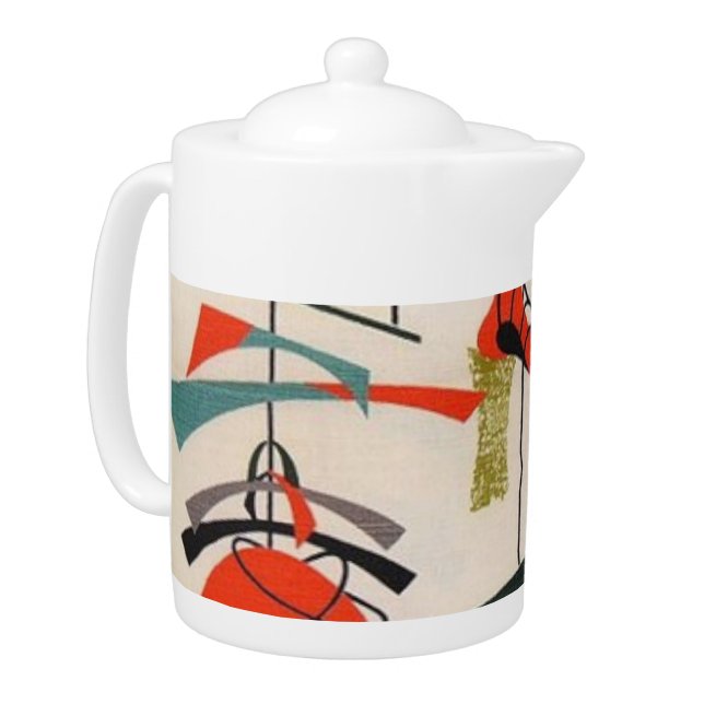 Mid Century Modern Atomic Fabric Teapot (Left)