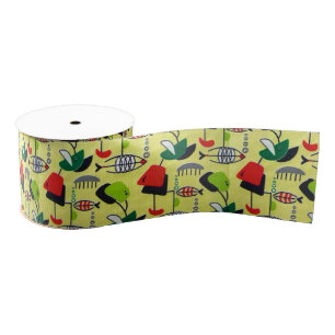 Mid Century Modern Atomic Fish Design Ribbon