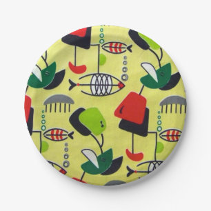 Mid Century Modern Atomic Fish Paper Plate