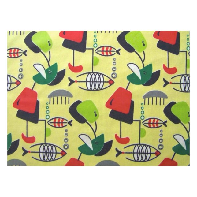 Mid Century Modern Atomic Fish Tablecloth (Front (Horizontal))