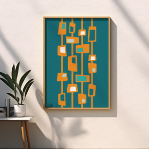 Mid Century Modern Atomic Funky Blocks Poster