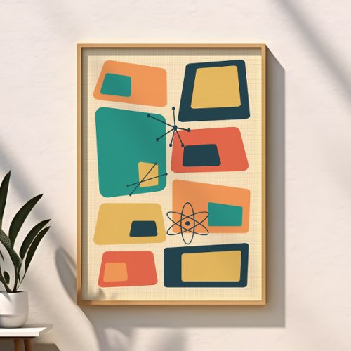 Mid Century Modern Atomic Geometric Abstract  Poster