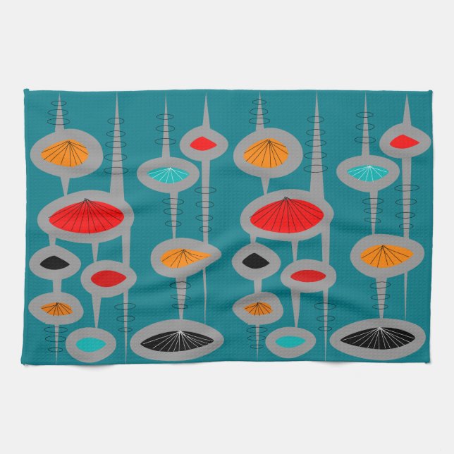 Mid-Century Modern Atomic Kitchen Towel (Horizontal)