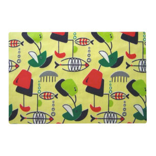 Mid Century Modern Atomic Laminated Placemat