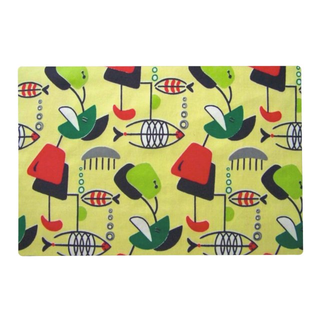 Mid Century Modern Atomic Laminated Placemat (Front)