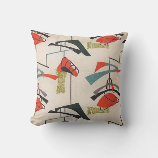 Mid Century Modern Atomic Mobile Outdoor Pillow (Front)