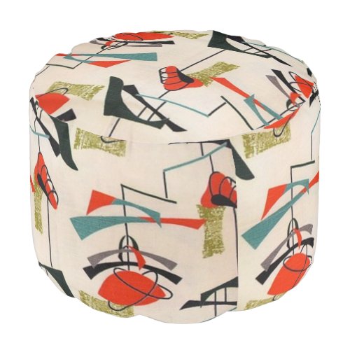 Mid Century Modern Atomic Mobile Round Pouf