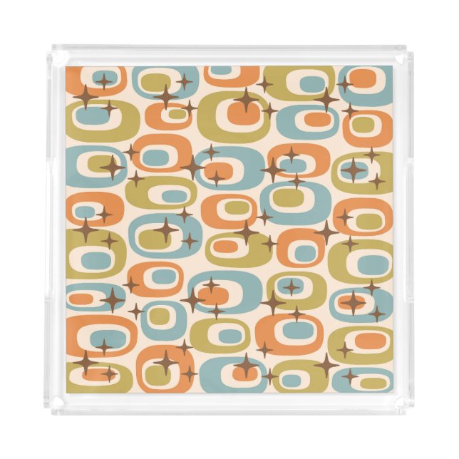 Mid Century Modern Atomic Pattern Acrylic Tray (Front)