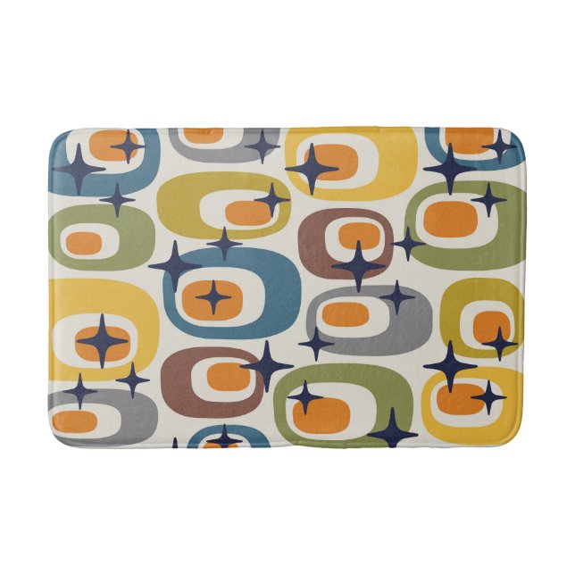 Mid Century Modern Atomic Pattern Bath Mat (Front)
