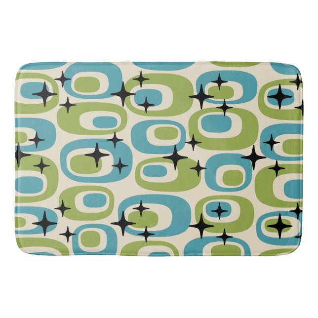 Mid Century Modern Atomic Pattern Bath Mat (Front)