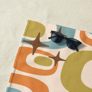 Mid Century Modern Atomic Pattern Beach Towel