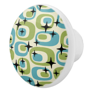Mid Century Modern Atomic Pattern Ceramic Knob