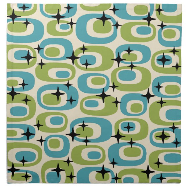 Mid Century Modern Atomic Pattern Cloth Napkin (Front)
