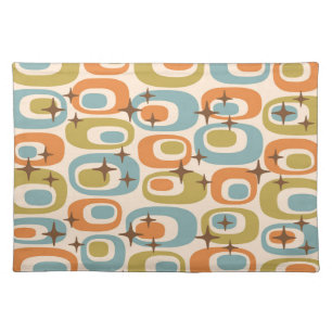 Mid Century Modern Atomic Pattern Cloth Placemat