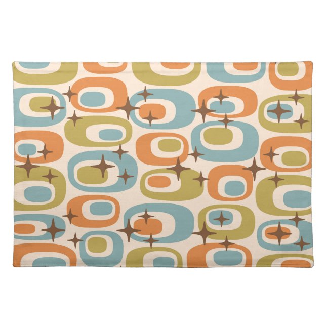 Mid Century Modern Atomic Pattern Cloth Placemat (Front)