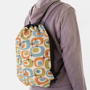 Mid Century Modern Atomic Pattern Drawstring Bag