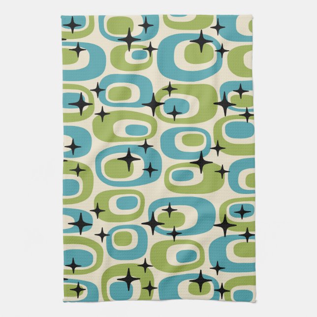 Mid Century Modern Atomic Pattern Kitchen Towel (Vertical)