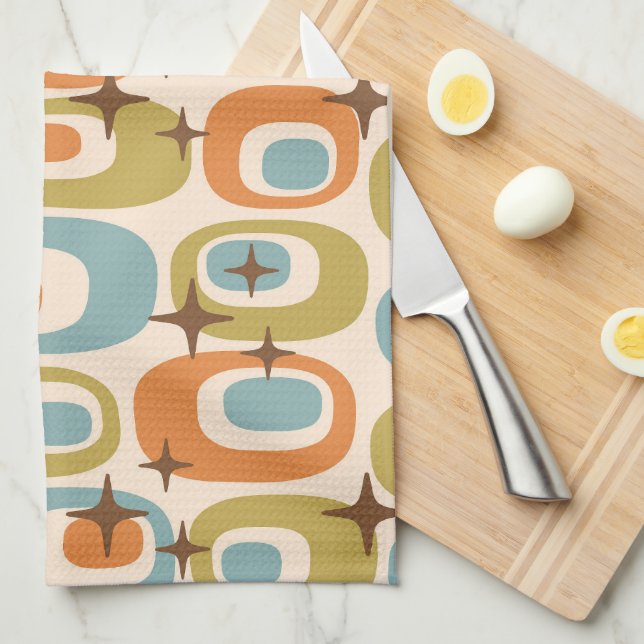 Mid Century Modern Atomic Pattern Kitchen Towel (Quarter Fold)