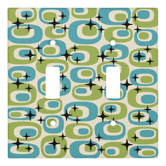 Mid Century Modern Atomic Pattern Light Switch Cover (Front)