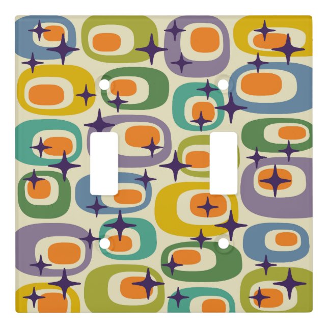 Mid Century Modern Atomic Pattern Light Switch Cover (Front)