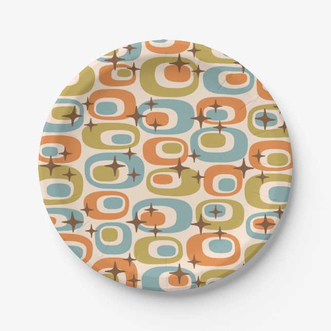 Mid Century Modern Atomic Pattern Paper Plates (Front)