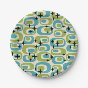 Mid Century Modern Atomic Pattern Paper Plates
