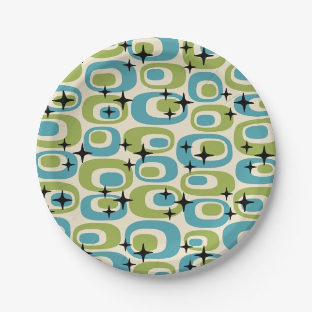 Mid Century Modern Atomic Pattern Paper Plates (Front)