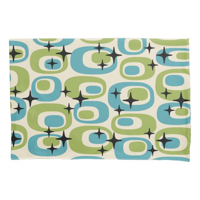 Mid Century Modern Atomic Pattern Pillow Case (Front-Left)
