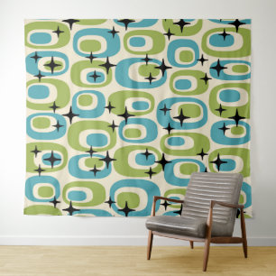 Mid Century Modern Atomic Pattern Tapestry