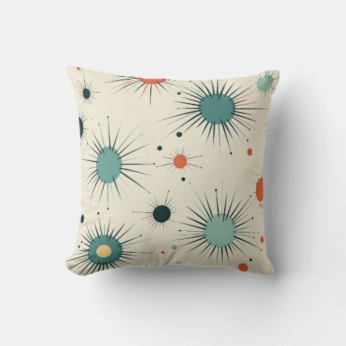Mid Century Modern Atomic Pattern Throw Pillow