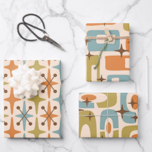 Mid Century Modern Atomic Patterns Wrapping Paper Sheets